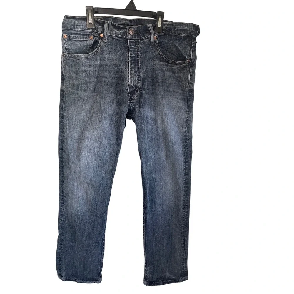 Levis 505 Regular Fit Jeans Mens 36x32 Dark‎ Wash Blue Straight Leg Denim Pants